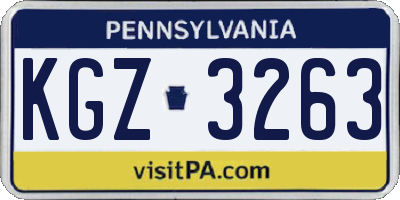 PA license plate KGZ3263
