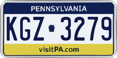 PA license plate KGZ3279