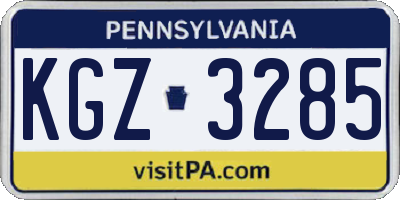 PA license plate KGZ3285