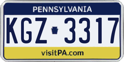 PA license plate KGZ3317