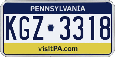 PA license plate KGZ3318