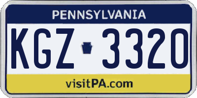 PA license plate KGZ3320