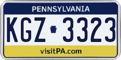 PA license plate KGZ3323