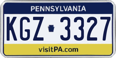 PA license plate KGZ3327