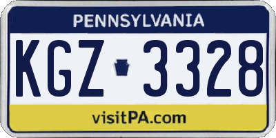 PA license plate KGZ3328