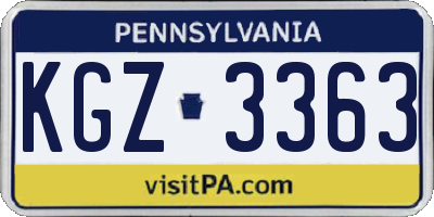 PA license plate KGZ3363