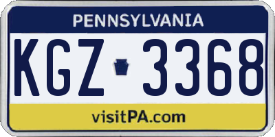 PA license plate KGZ3368