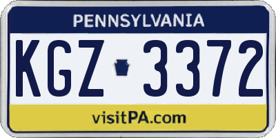 PA license plate KGZ3372