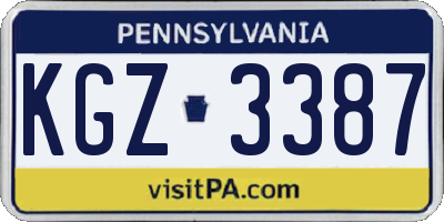 PA license plate KGZ3387