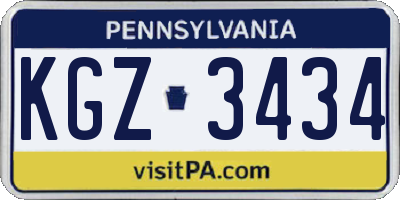 PA license plate KGZ3434