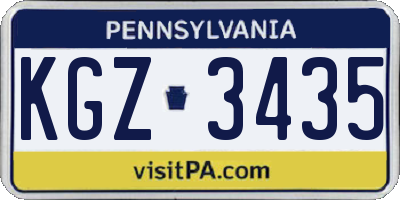 PA license plate KGZ3435
