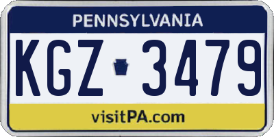 PA license plate KGZ3479