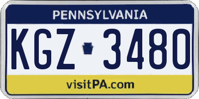 PA license plate KGZ3480
