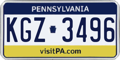 PA license plate KGZ3496