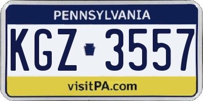 PA license plate KGZ3557