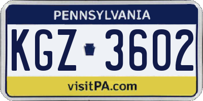 PA license plate KGZ3602