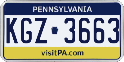 PA license plate KGZ3663