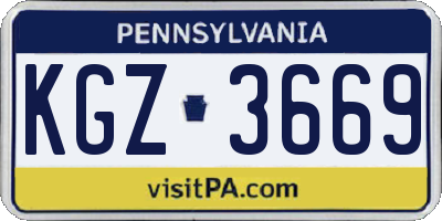 PA license plate KGZ3669
