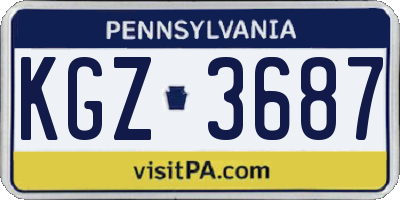 PA license plate KGZ3687
