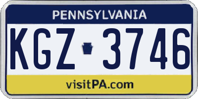 PA license plate KGZ3746