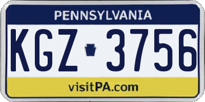 PA license plate KGZ3756