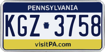 PA license plate KGZ3758