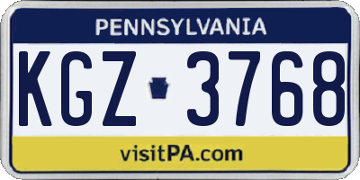 PA license plate KGZ3768