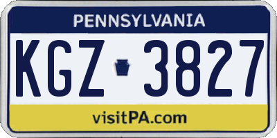 PA license plate KGZ3827