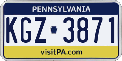 PA license plate KGZ3871