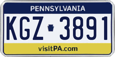PA license plate KGZ3891