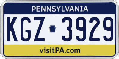 PA license plate KGZ3929
