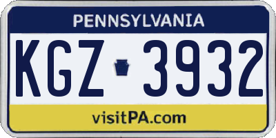 PA license plate KGZ3932