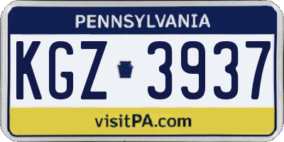 PA license plate KGZ3937