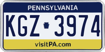 PA license plate KGZ3974