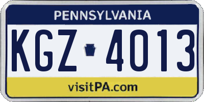 PA license plate KGZ4013