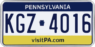 PA license plate KGZ4016