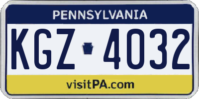 PA license plate KGZ4032
