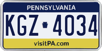 PA license plate KGZ4034