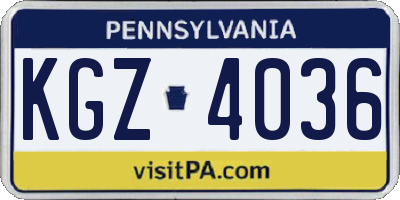 PA license plate KGZ4036