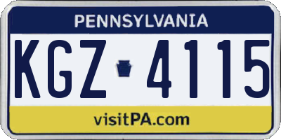 PA license plate KGZ4115