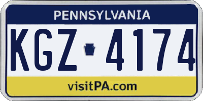 PA license plate KGZ4174