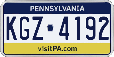 PA license plate KGZ4192