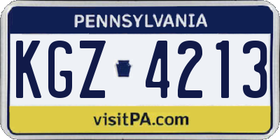 PA license plate KGZ4213