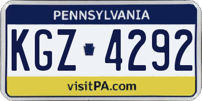 PA license plate KGZ4292