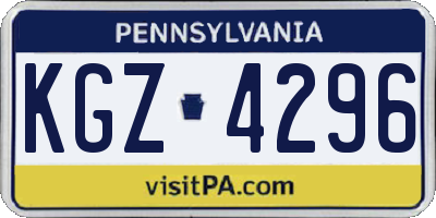 PA license plate KGZ4296
