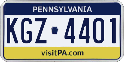 PA license plate KGZ4401
