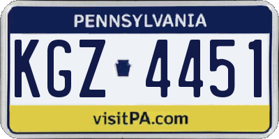 PA license plate KGZ4451