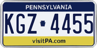 PA license plate KGZ4455