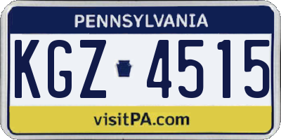 PA license plate KGZ4515