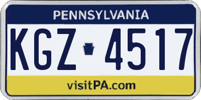 PA license plate KGZ4517